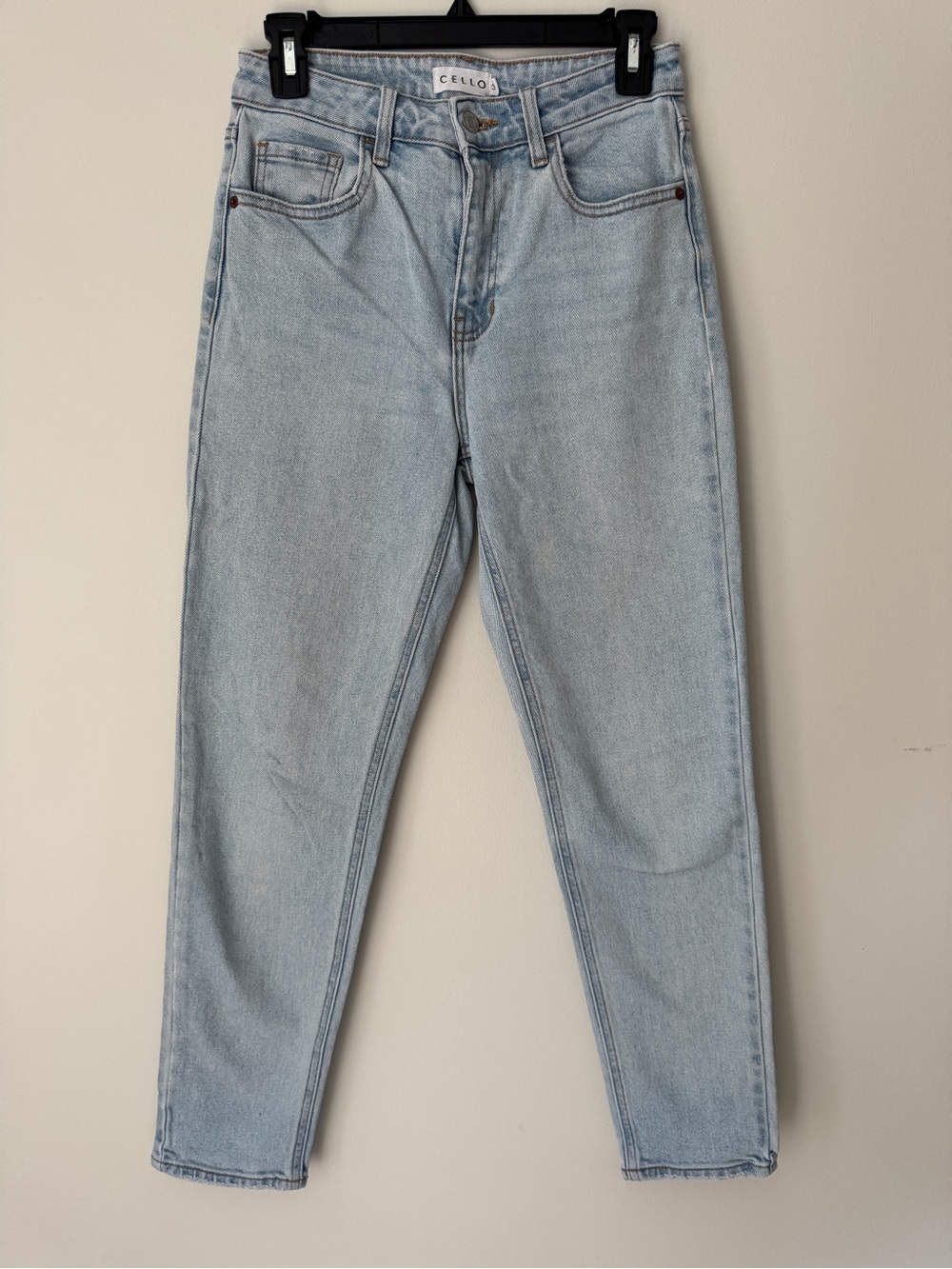 CELLO High Rise Slim Straight Denim Jeans in Light Wash